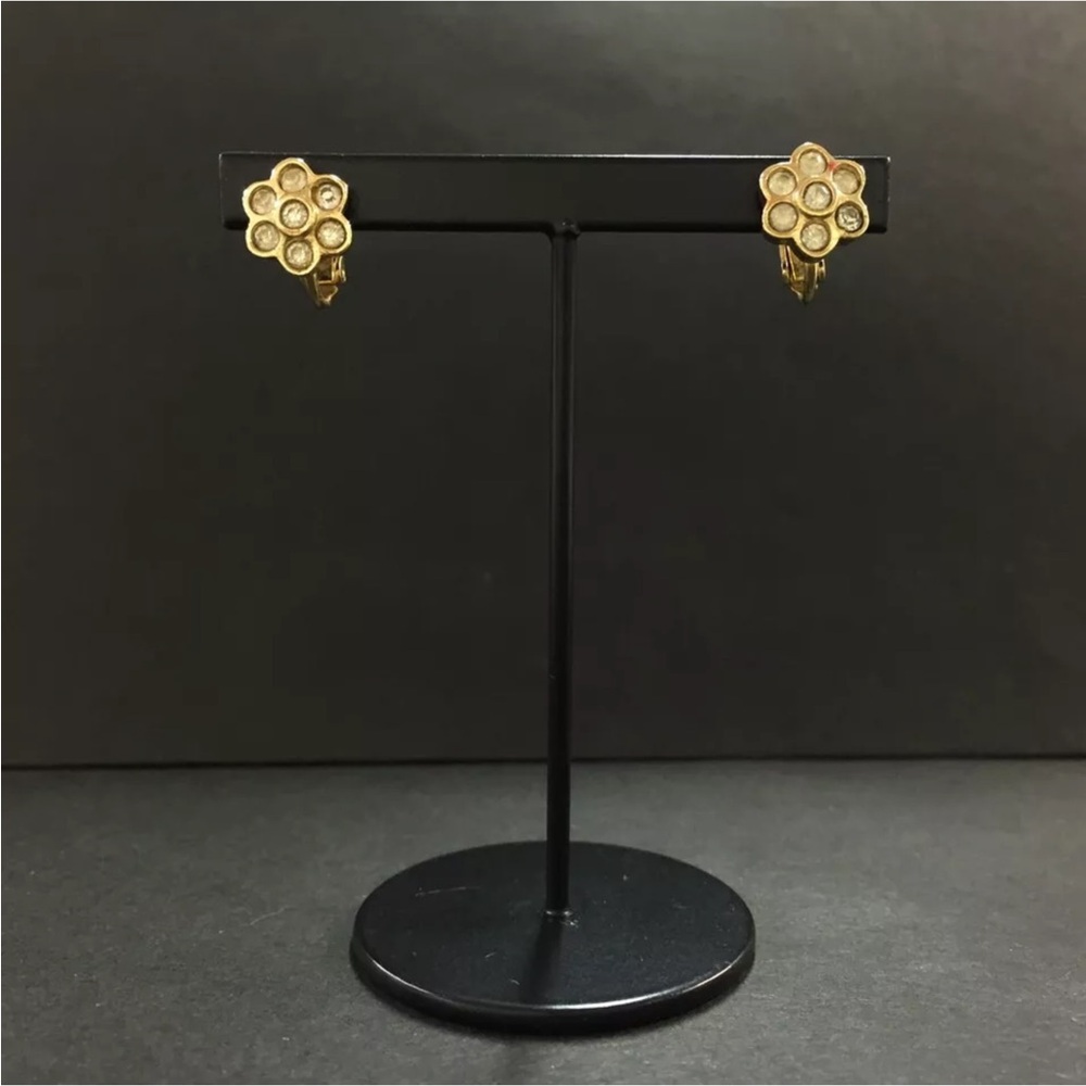 Christian Dior Rhinestone Gold Tone Earrings